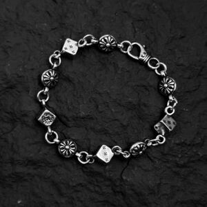 NWT Goth Boho Silver Dice Charm Bracelet Unisex